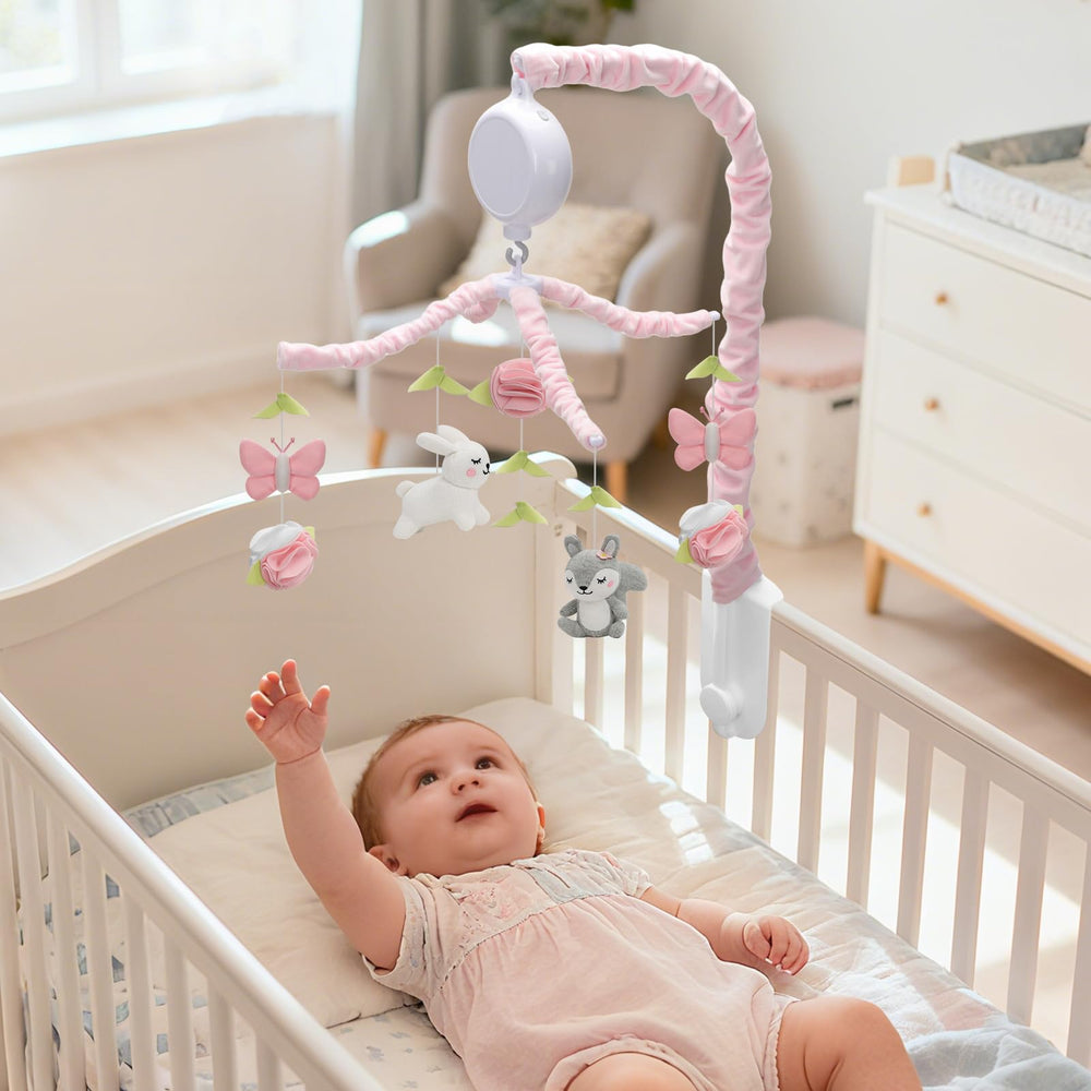 NICEMER crib mobile attaches easily to standard cribs with a detachable arm.