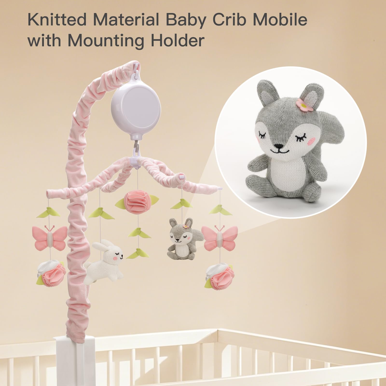 NICEMER knit fabric close-up highlights soft texture as nursery decor.