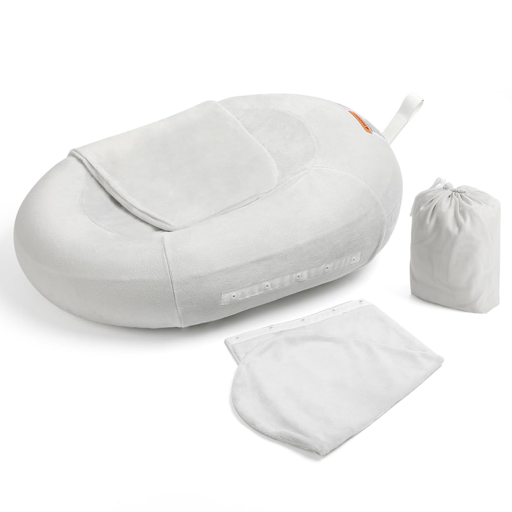NICEMER inflatable baby bathtub with cloud fleece cover for gentle, soothing baths
