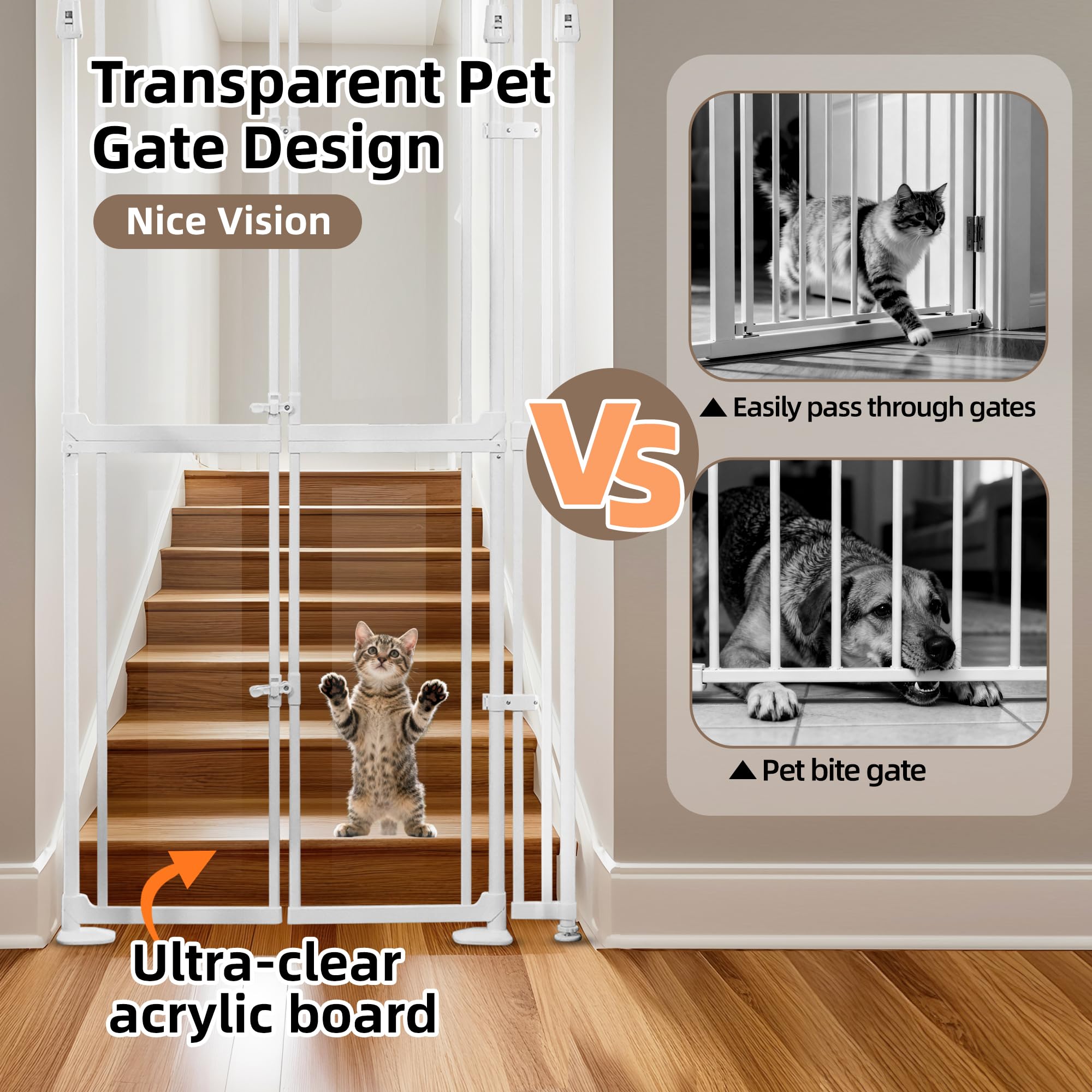 NiceTCU clear acrylic gate panel enhances modern look while watching pets.