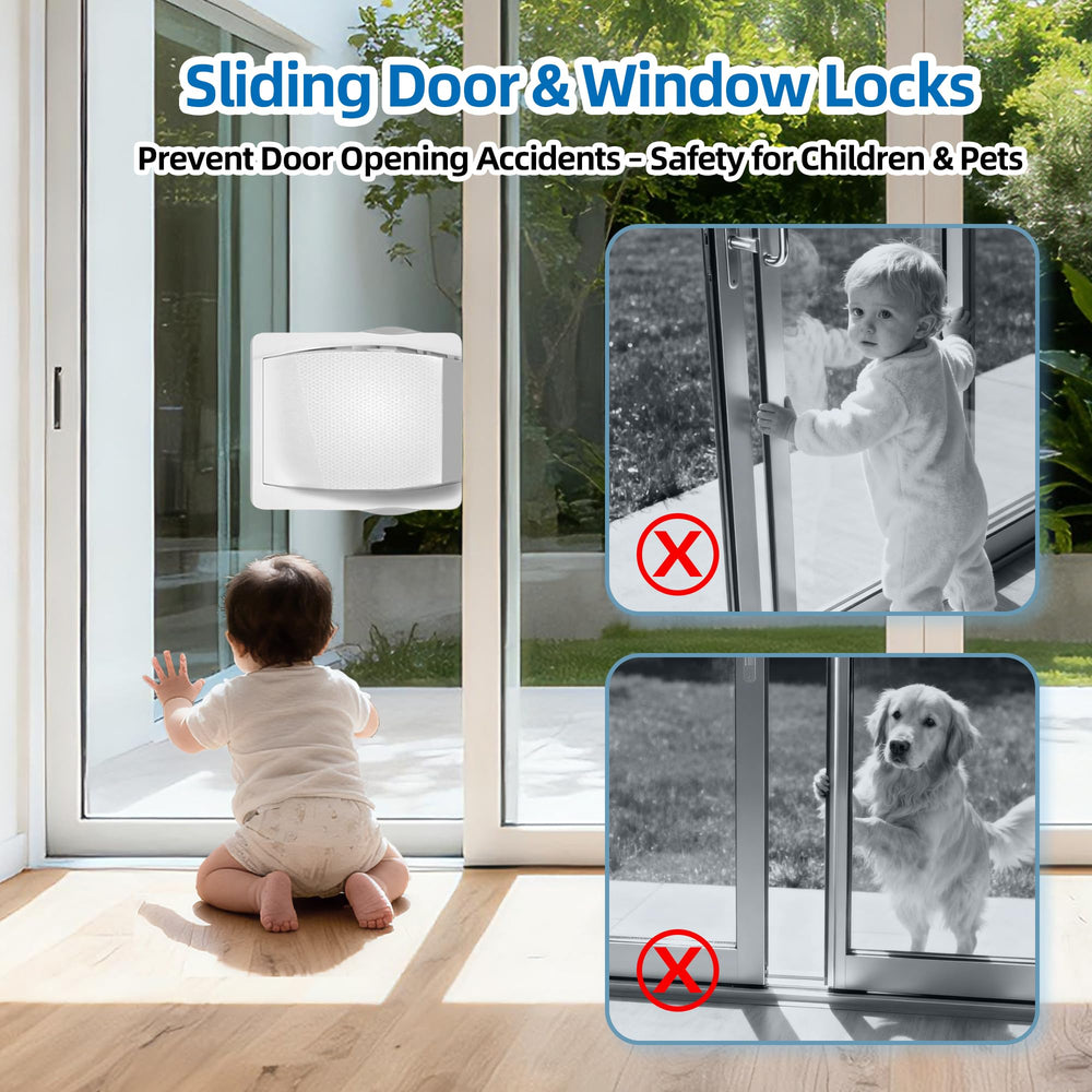 NiceTCU lock installed on a sliding door beside a pet