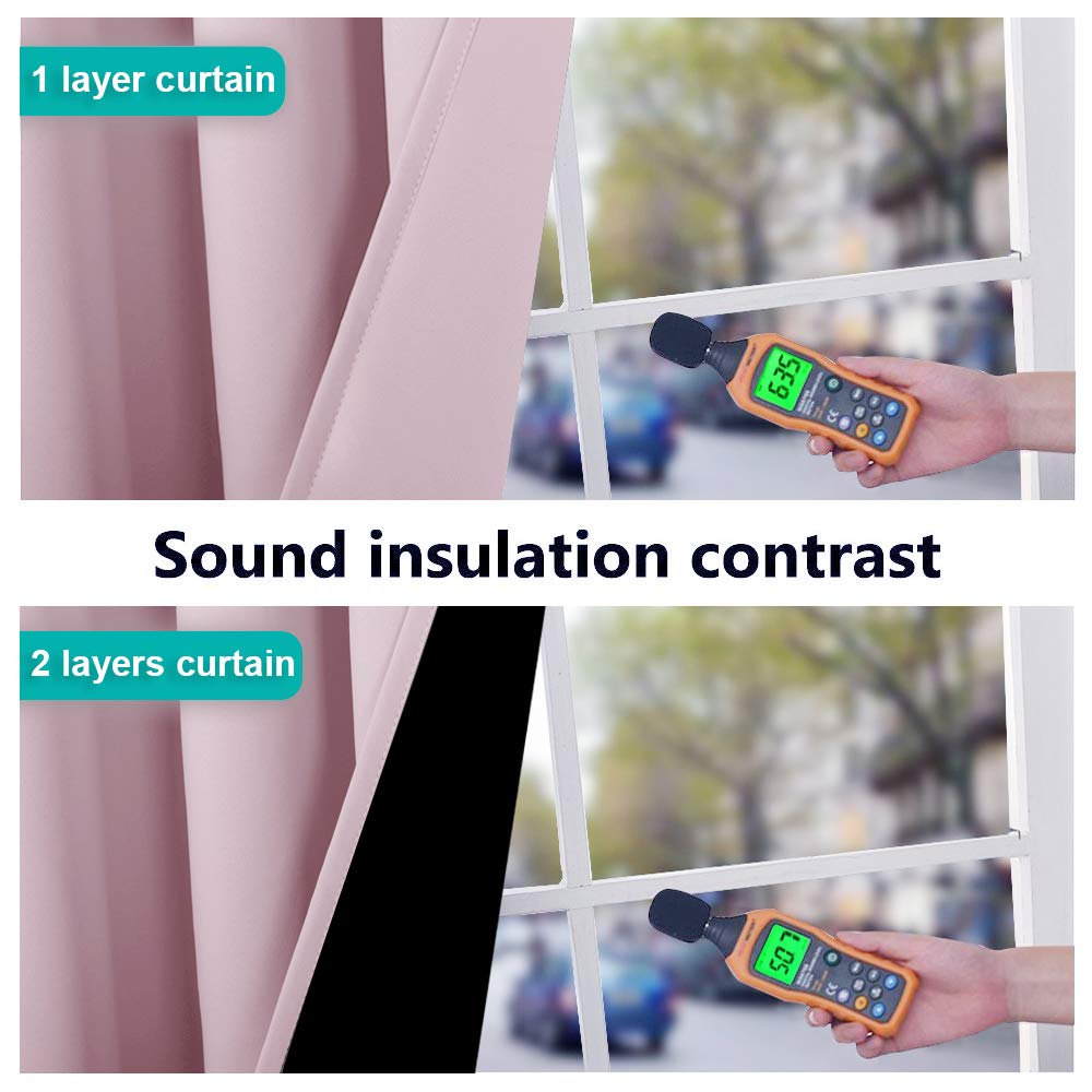 NICETOWN noise-reducing blackout curtains create a calmer sleeping and working space.