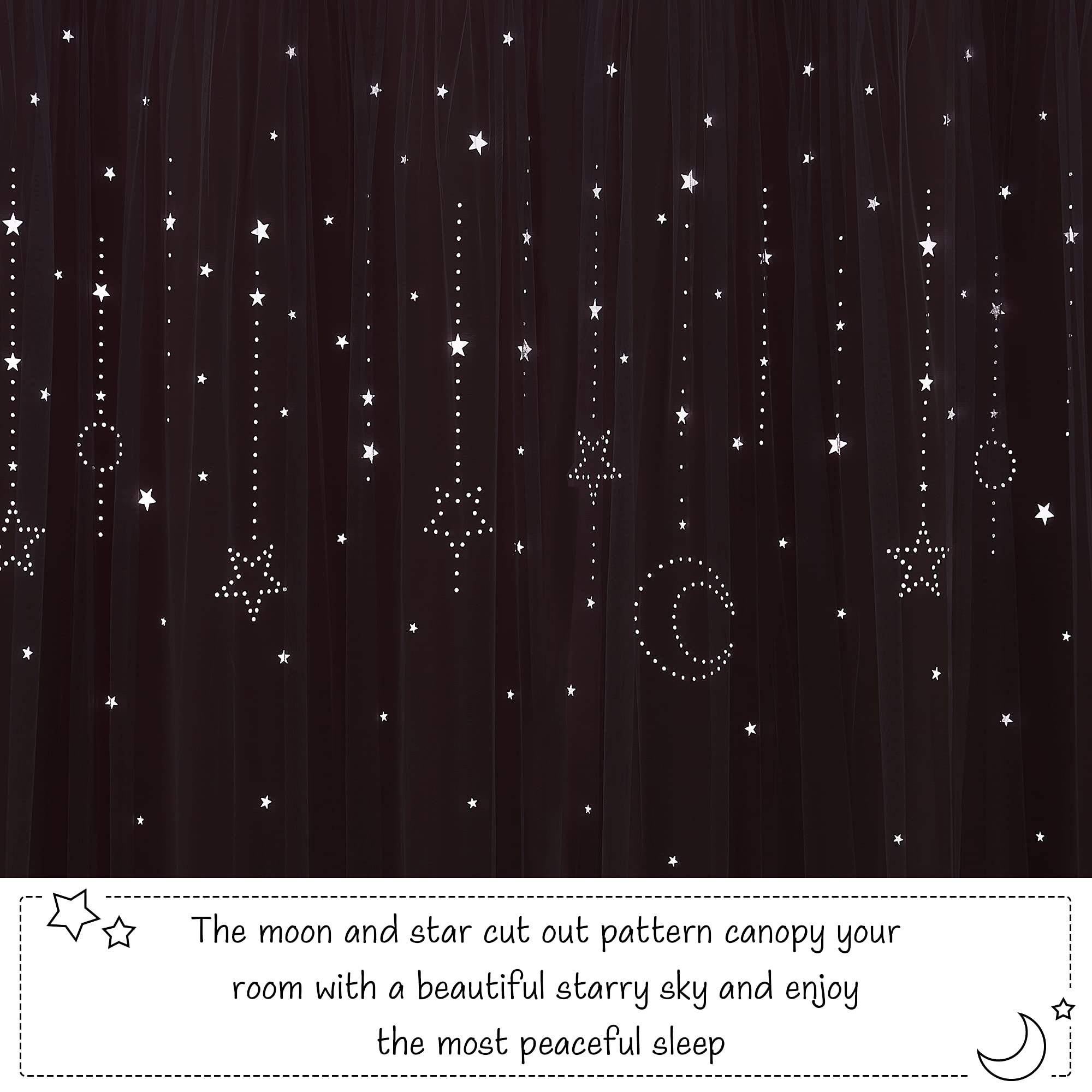 NICETOWN two-panel blackout curtains for a dark, cozy bedroom.