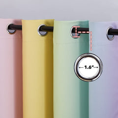 NICETOWN rainbow curtain panel 2 mirrors panel 1 for symmetrical windows and playful color.