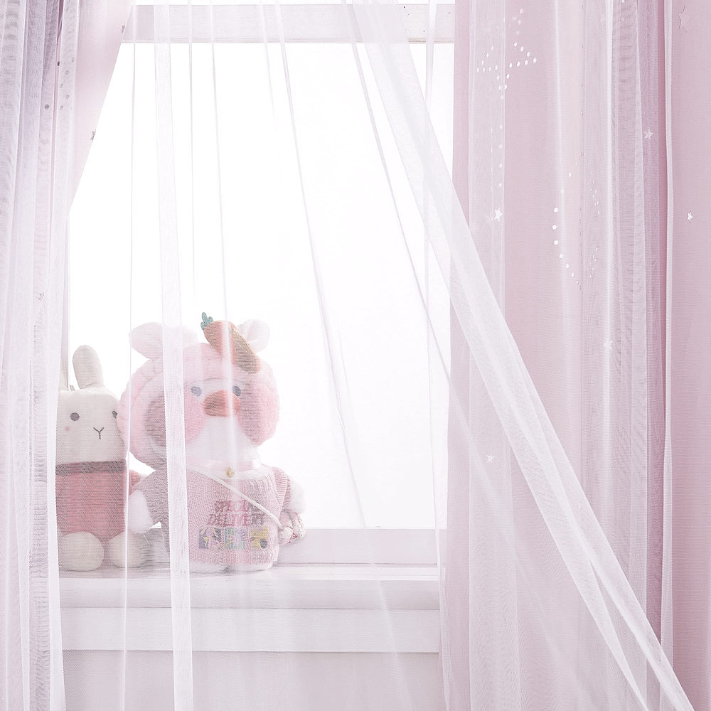 NICETOWN star and moon pattern creates dreamy kids room ambiance.