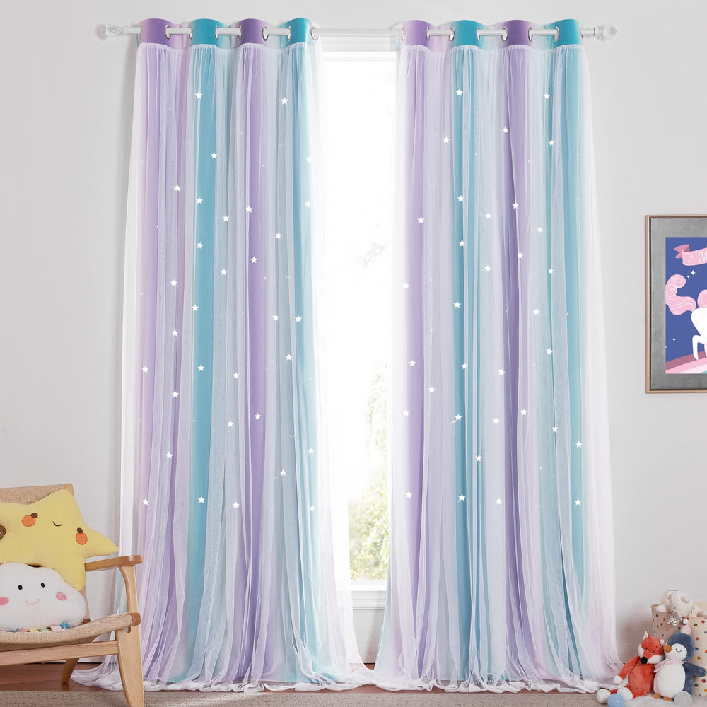 NICETOWN ombre blackout and sheer layers for daytime privacy and soft light