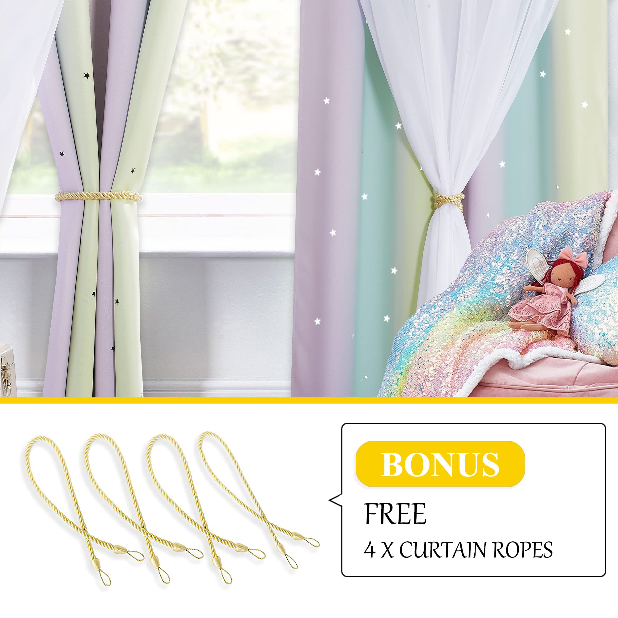 NICETOWN blackout tiebacks shown with curtains for easy adjustable light control.