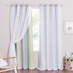 NICETOWN double-layer curtains offer privacy with blackout and sheer for daytime comfort.