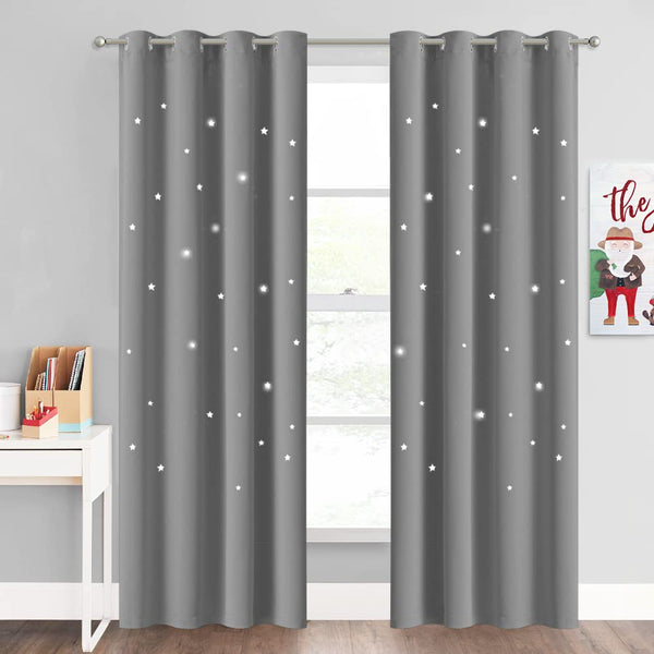 NICETOWN Kids blackout curtains with hollow star design brighten nurseries while blocking light