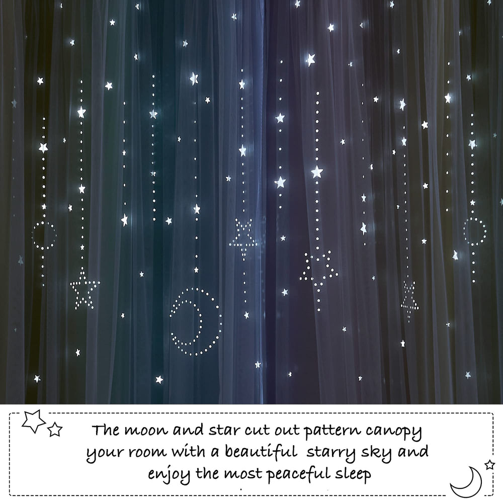 NICETOWN Moon Star Curtains display an ombre sky gradient for vibrant living spaces.