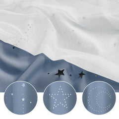 NICETOWN hollow-star design closeup highlighting moon pattern on fabric.
