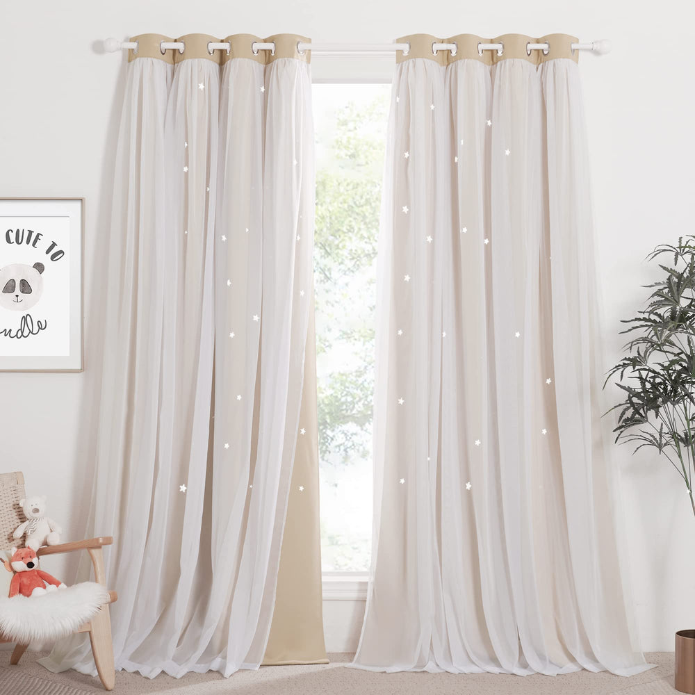 NICETOWN star hollow-out curtains create twinkling nursery light patterns