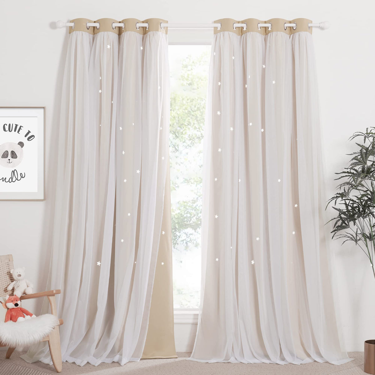 NICETOWN star hollow-out curtains create twinkling nursery light patterns