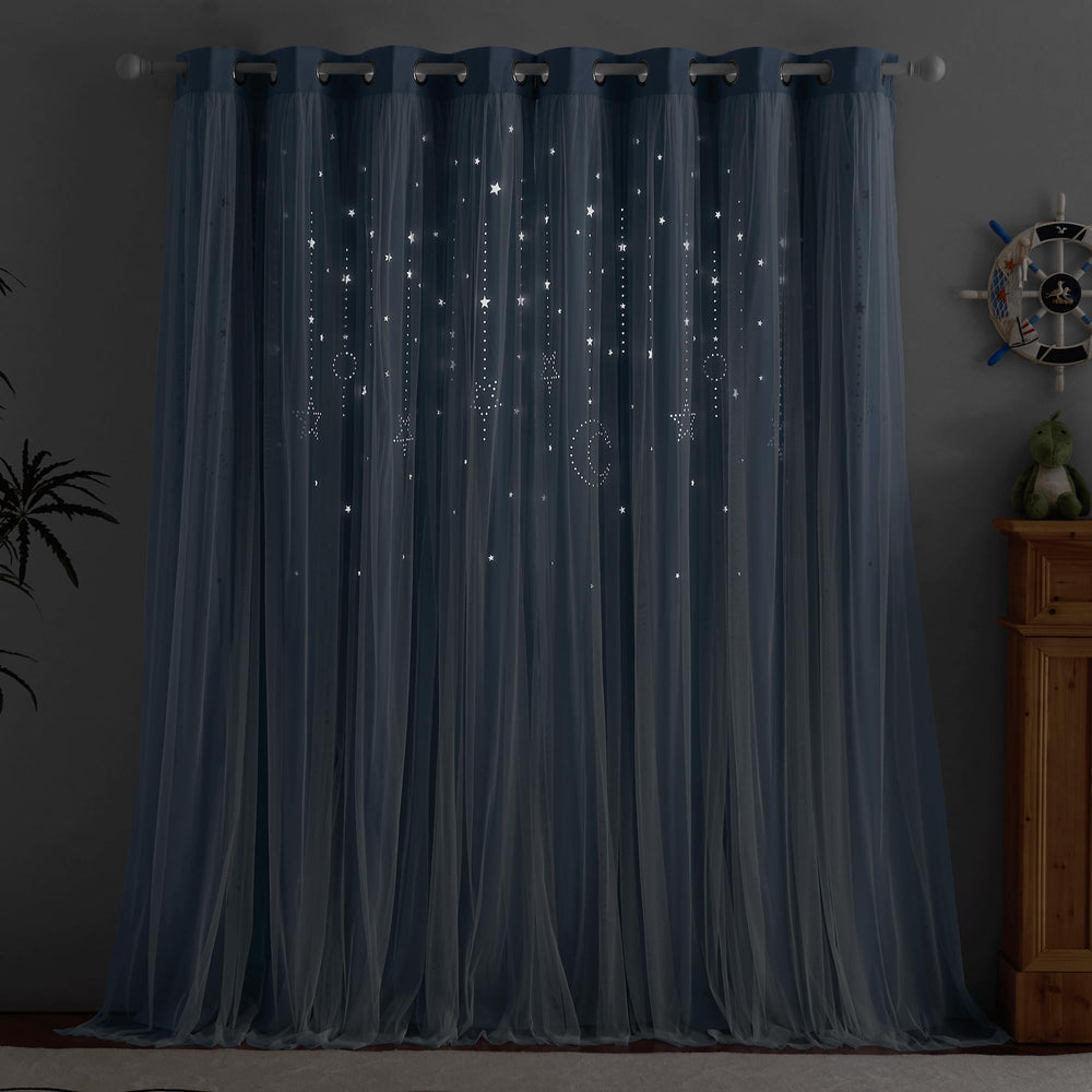 NICETOWN stone blue curtains add warm, inviting color to a nursery.