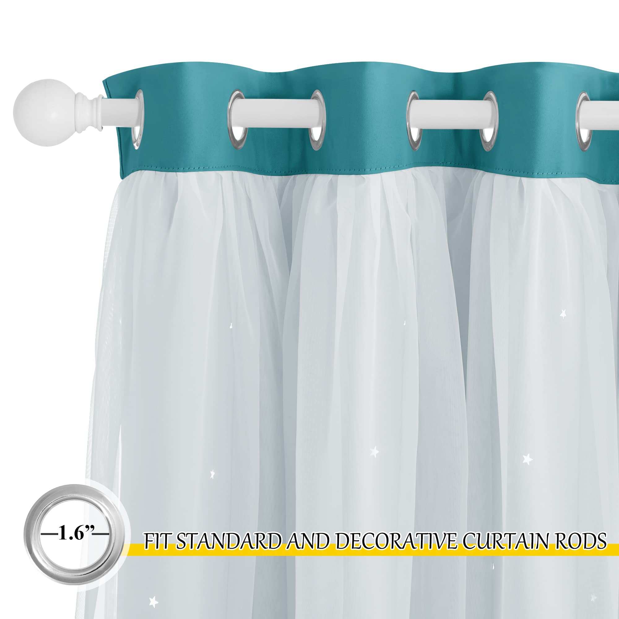 NICETOWN Peacock Teal curtains add a playful decorative touch to nursery or kid spaces.