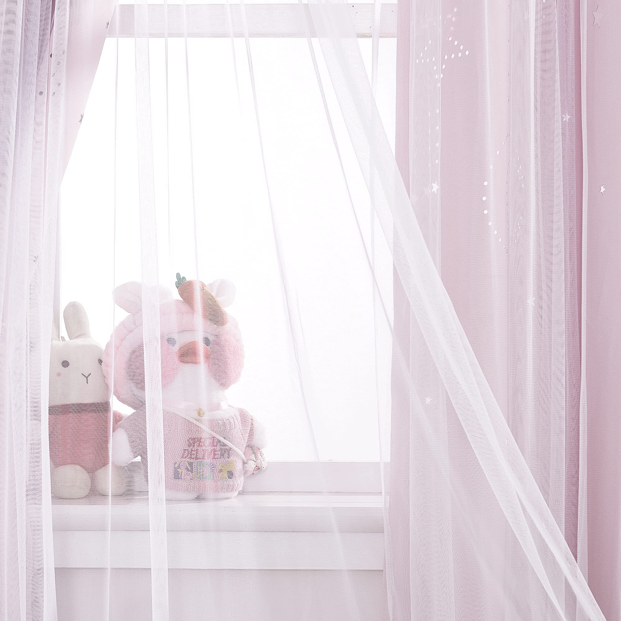 NICETOWN pink curtains add festive ambiance suitable for Christmas decor.