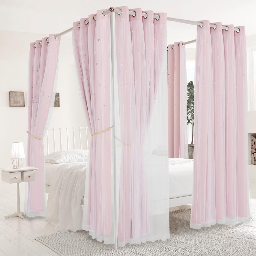NICETOWN pink curtains star moon cutout package for dreamy kids' room decor