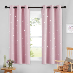 NICETOWN pink space curtains front view panel adds playful room flair.
