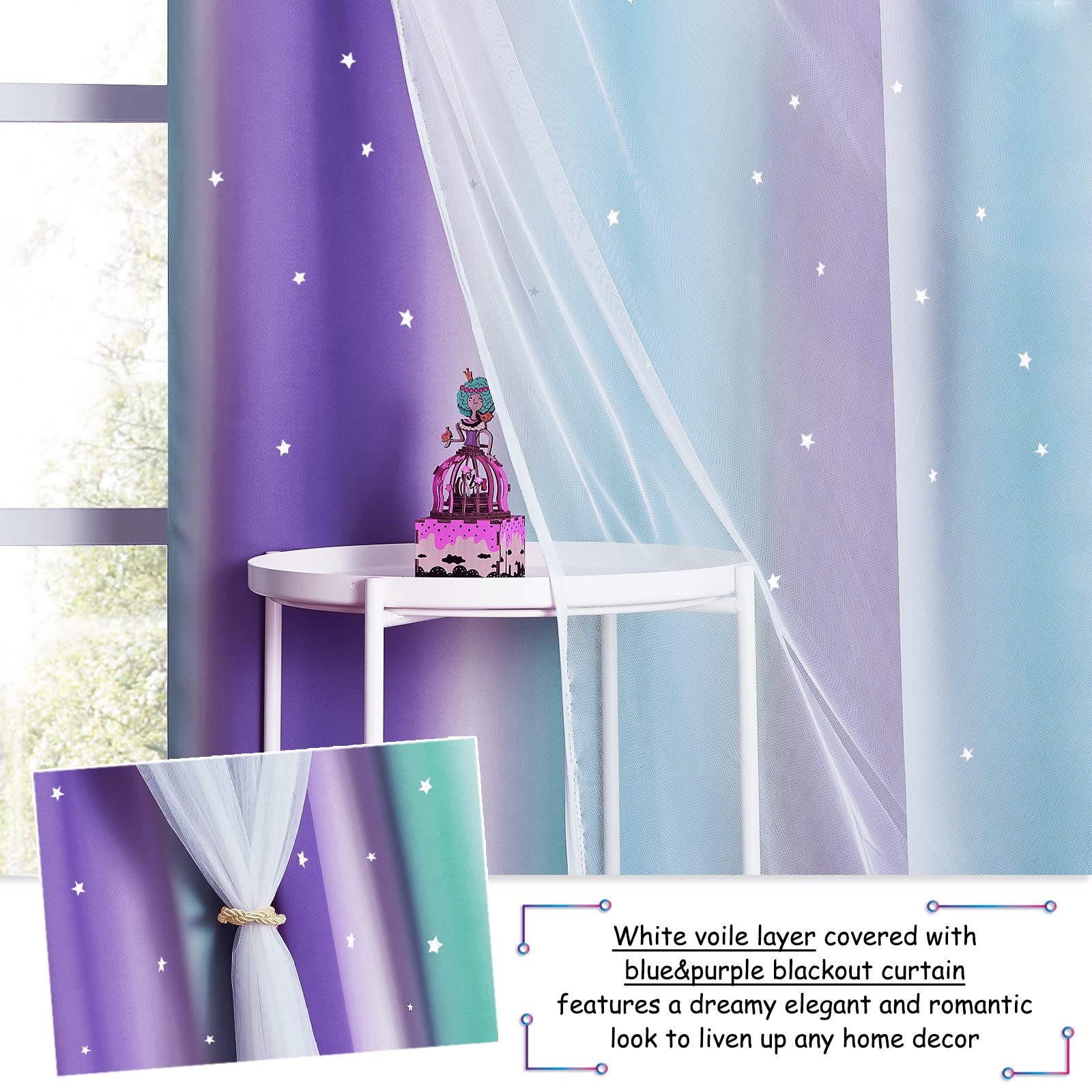 NICETOWN hollow star cutouts cast twinkling light patterns