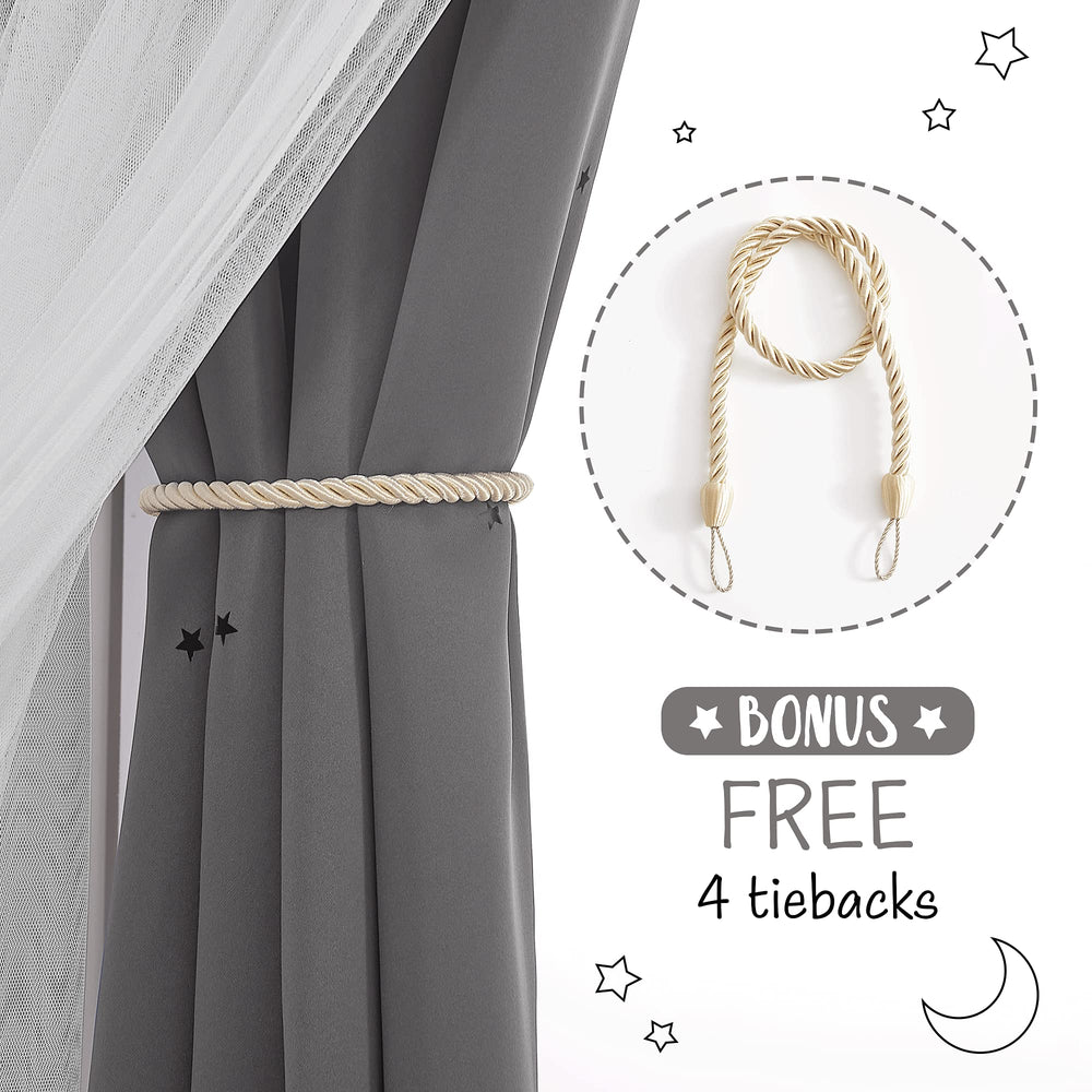 NICETOWN star-moon cutout curtains light-filtering pattern with soft glow
