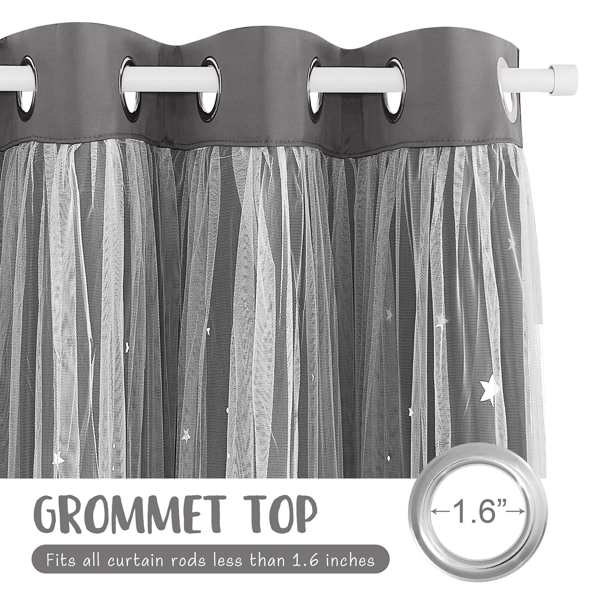 NICETOWN star-moon cutout curtains packaging includes two panels and hardware