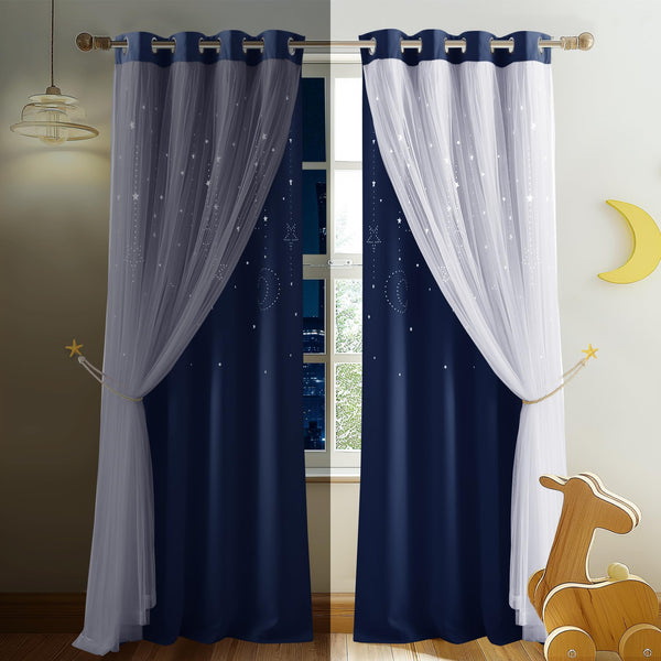 NICETOWN stars and moon hollow-out curtains add whimsical light in kids room
