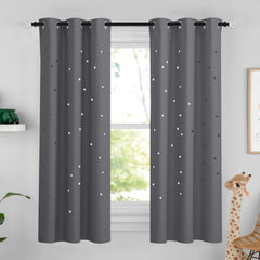 NICETOWN Twinkle curtain with hollow star cutouts creates dreamy light patterns for kids rooms