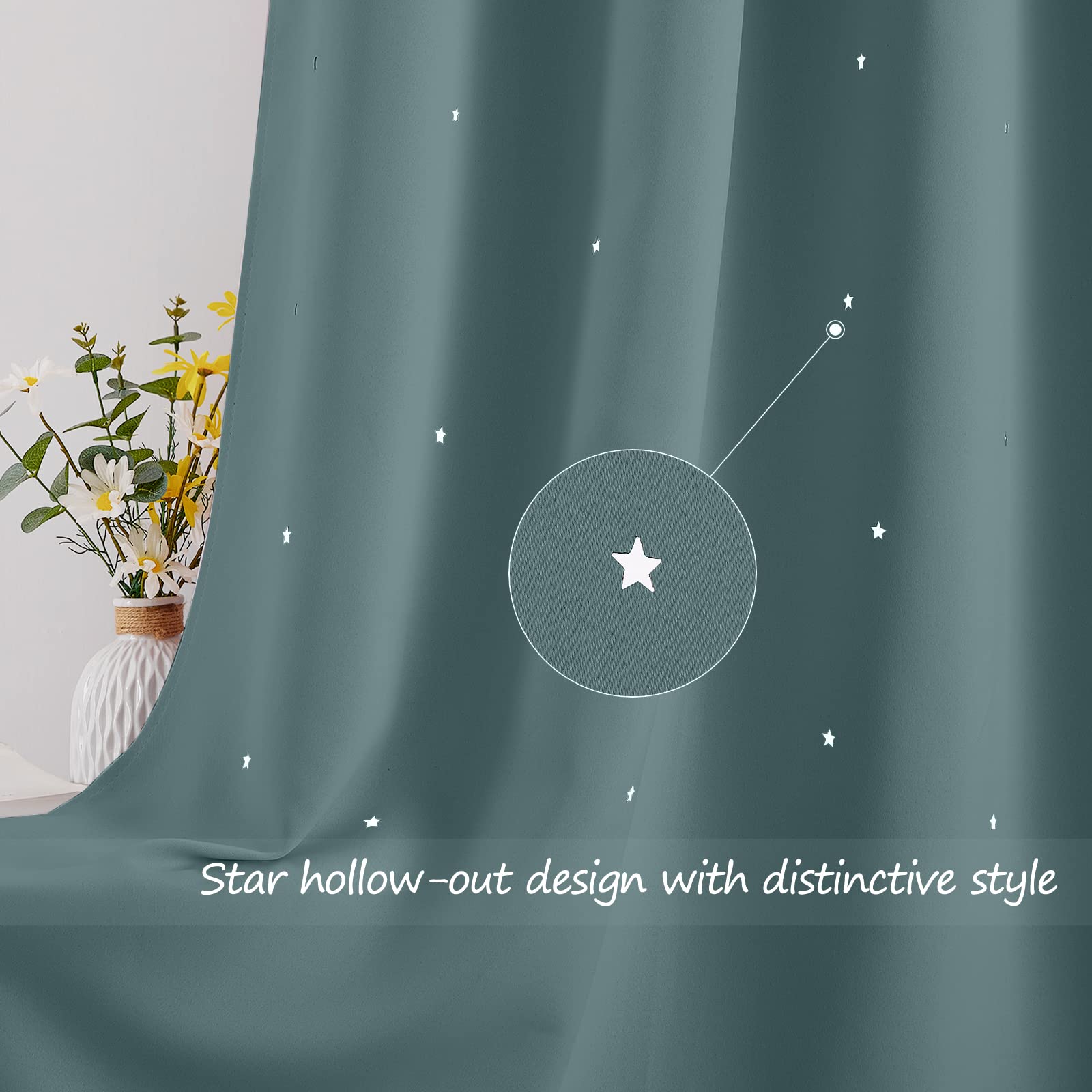 NICETOWN Twinkle Curtain lets star-shaped gaps filter daylight while maintaining privacy.