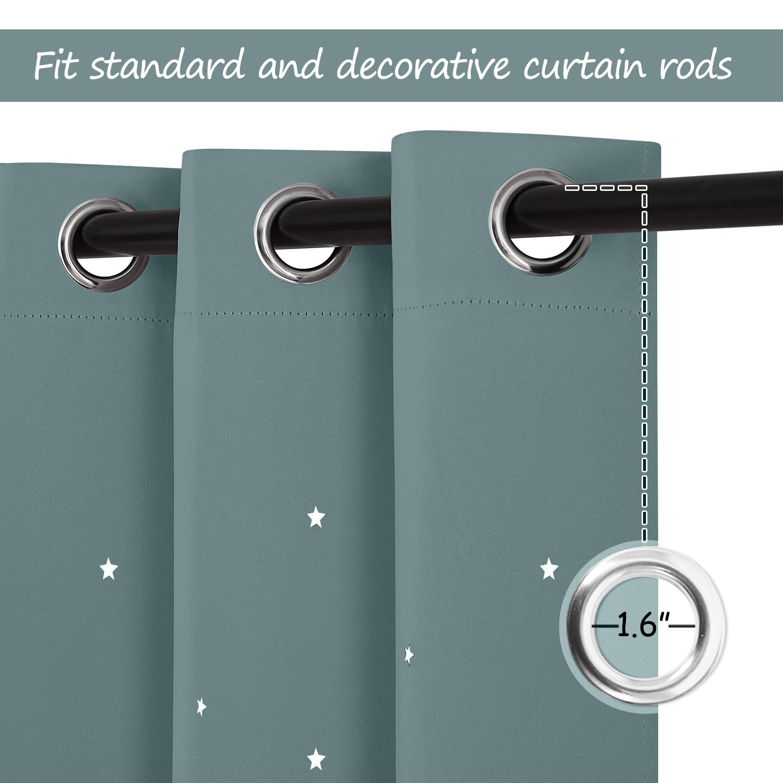 NICETOWN Twinkle Curtain's star cut-outs provide decorative light play for playrooms.