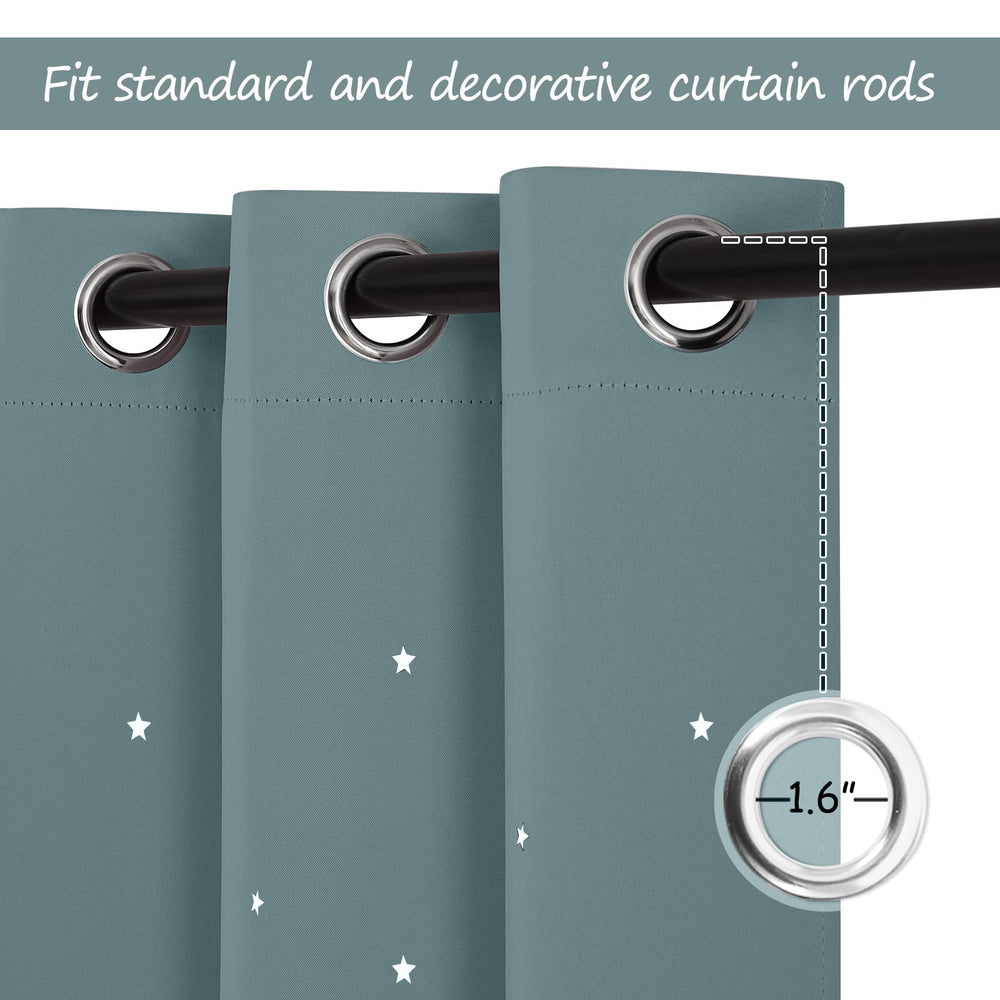 NICETOWN Twinkle Curtain's star cut-outs provide decorative light play for playrooms.