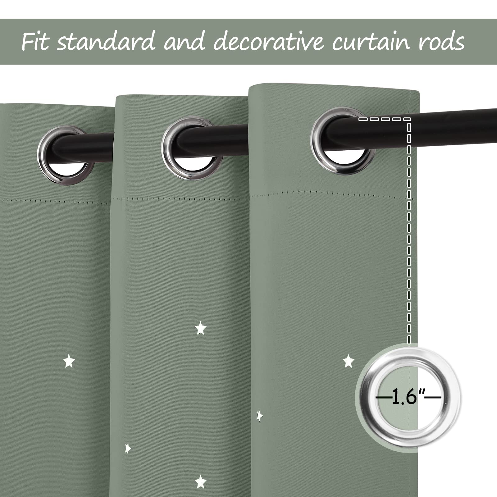 NICETOWN Sage green blackout curtain filtering daylight while keeping privacy.