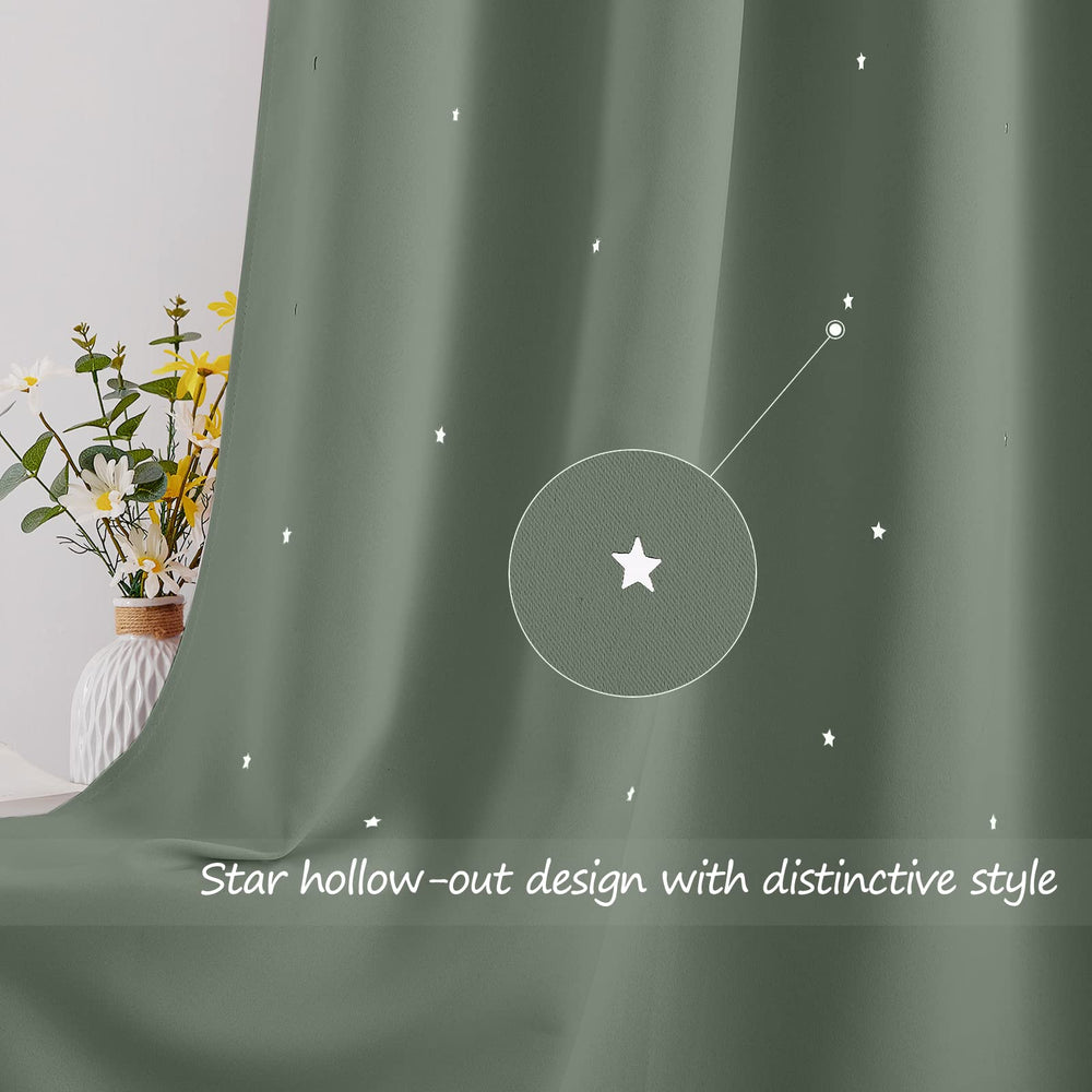 NICETOWN Twinkle Stars curtain in a nursery setup with starry sky theme.