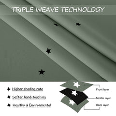 NICETOWN Starry sky pattern curtain shows varying star sizes for a magical feel.