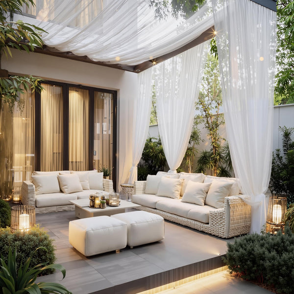 Nicetown mosquito net porch panel provides weatherproof protection for outdoor lounging.