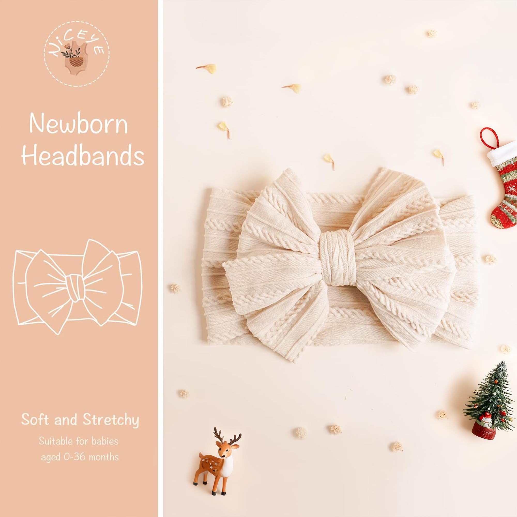 Niceye caramel headband: stretchy nylon for growing little one.