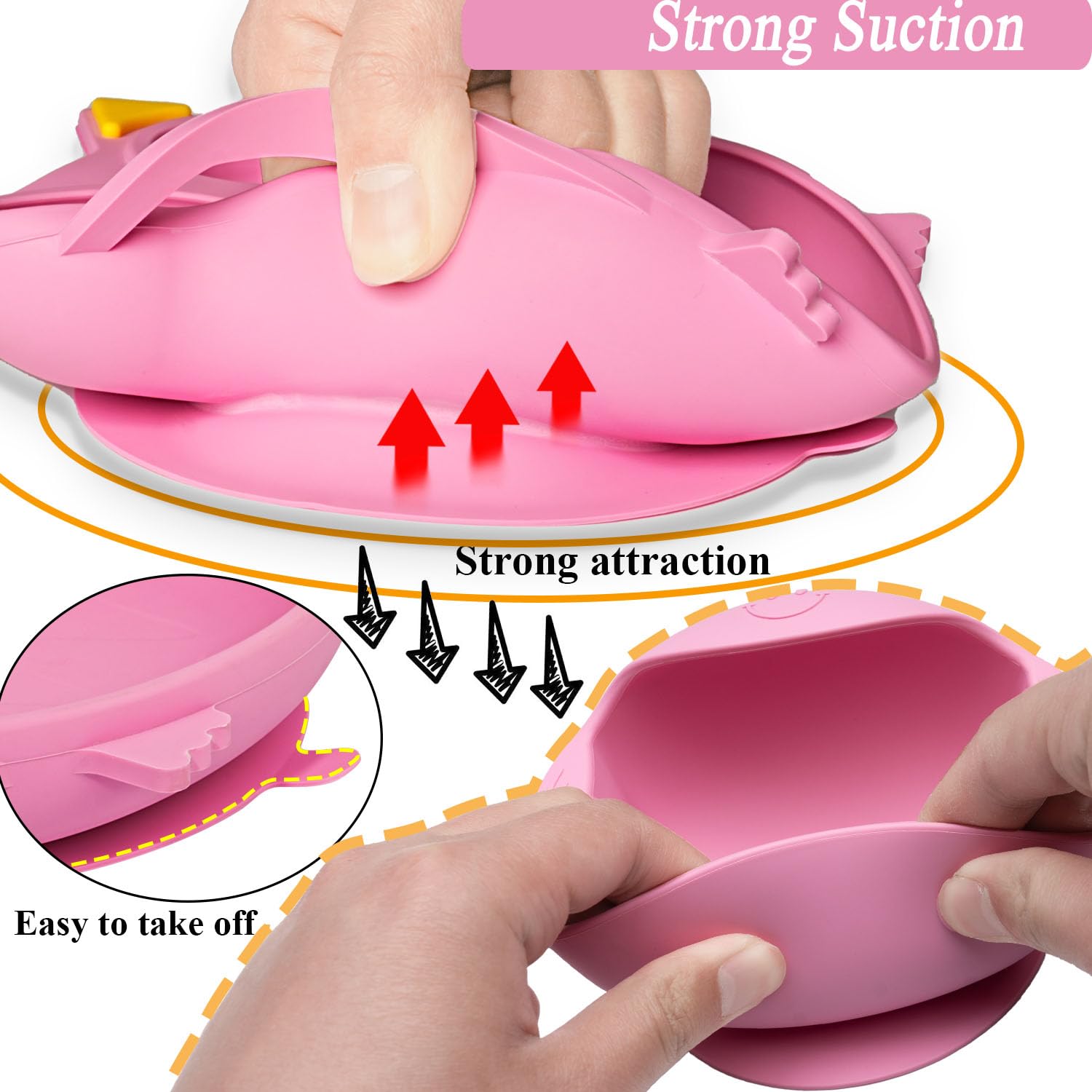 NICINGU silicone baby feeding bowl with suction reduces slips and spills at mealtime