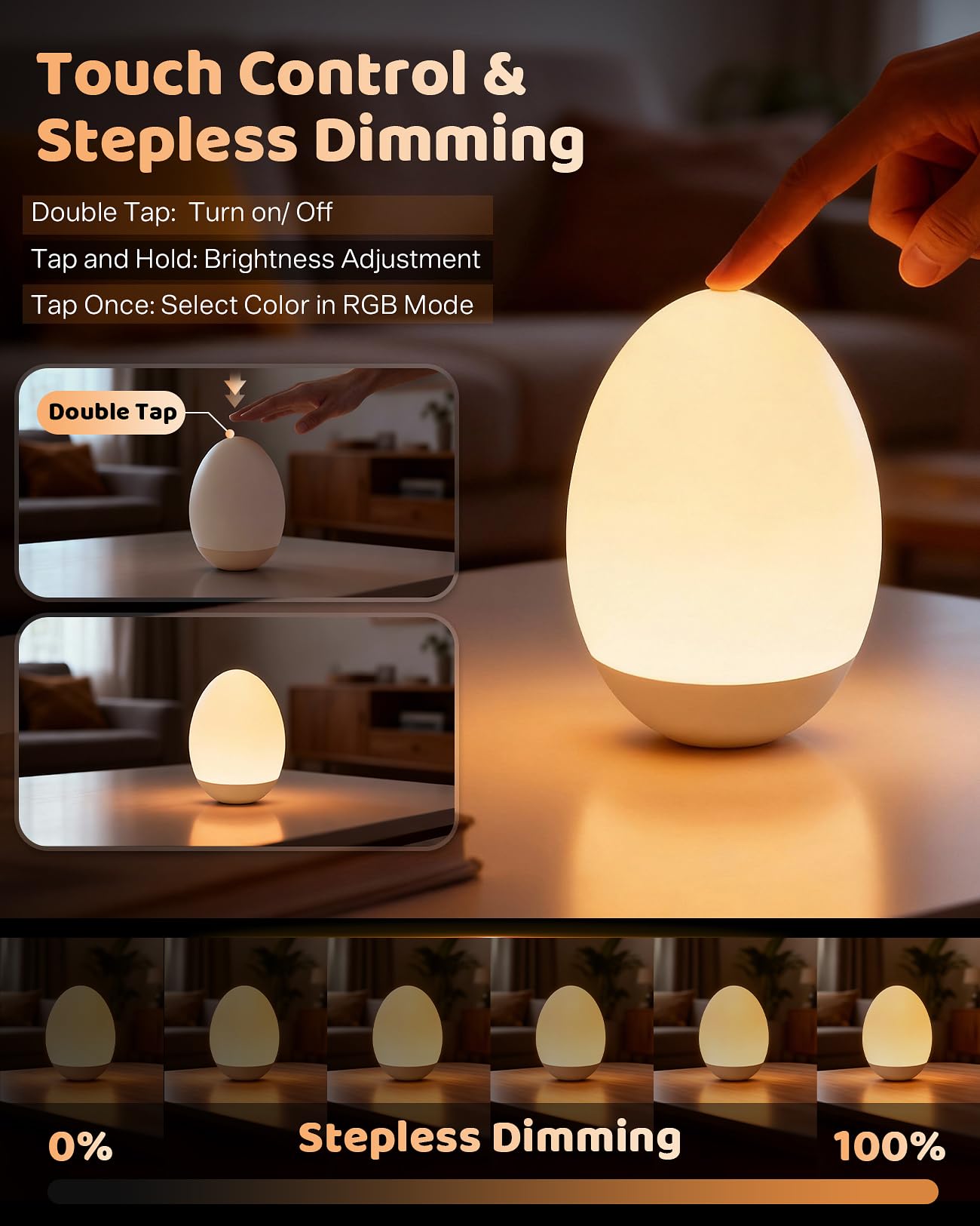 NICKLUC Egg Night Light features memory function for consistent nighttime routines.