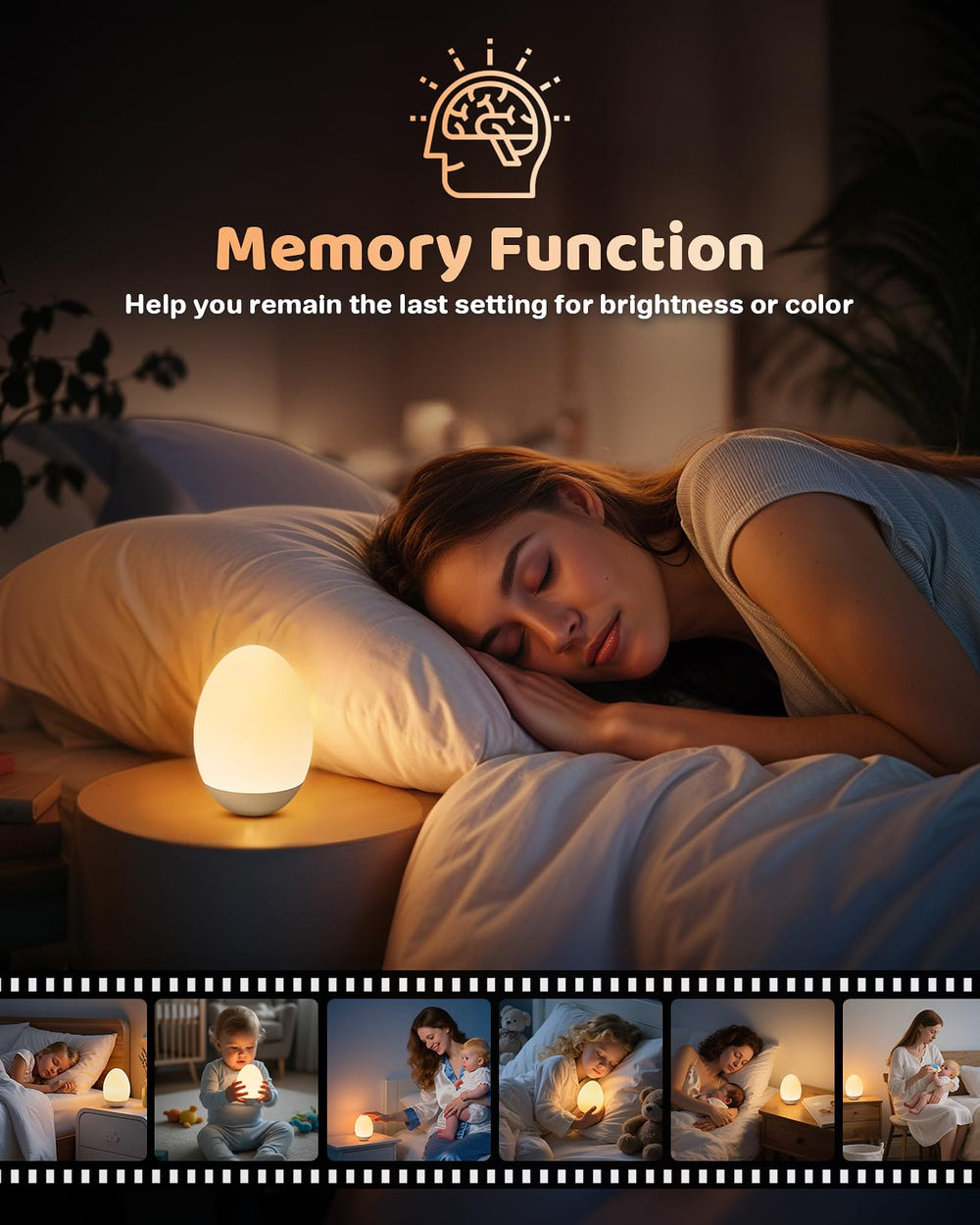 NICKLUC Egg Night Light glows warm white for bedtime and soothing moments.