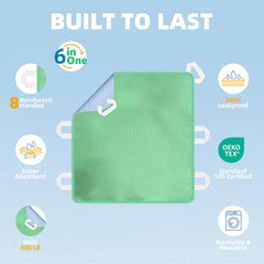 Nicohome bed pad with 8 reinforced handles enables safer repositioning