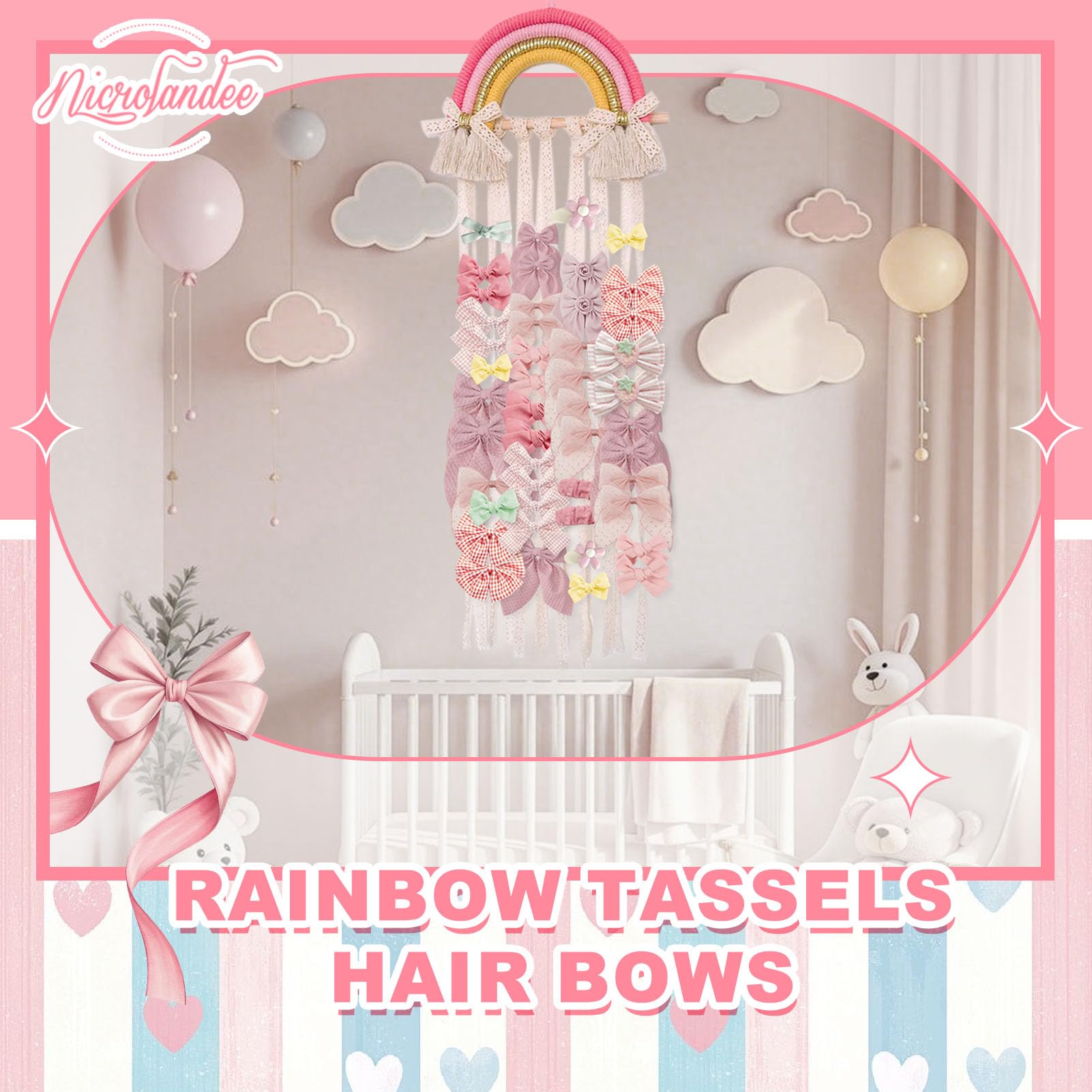 Nicrolandee wood bar and cotton cloth design offers sturdy, decorative storage for clips.