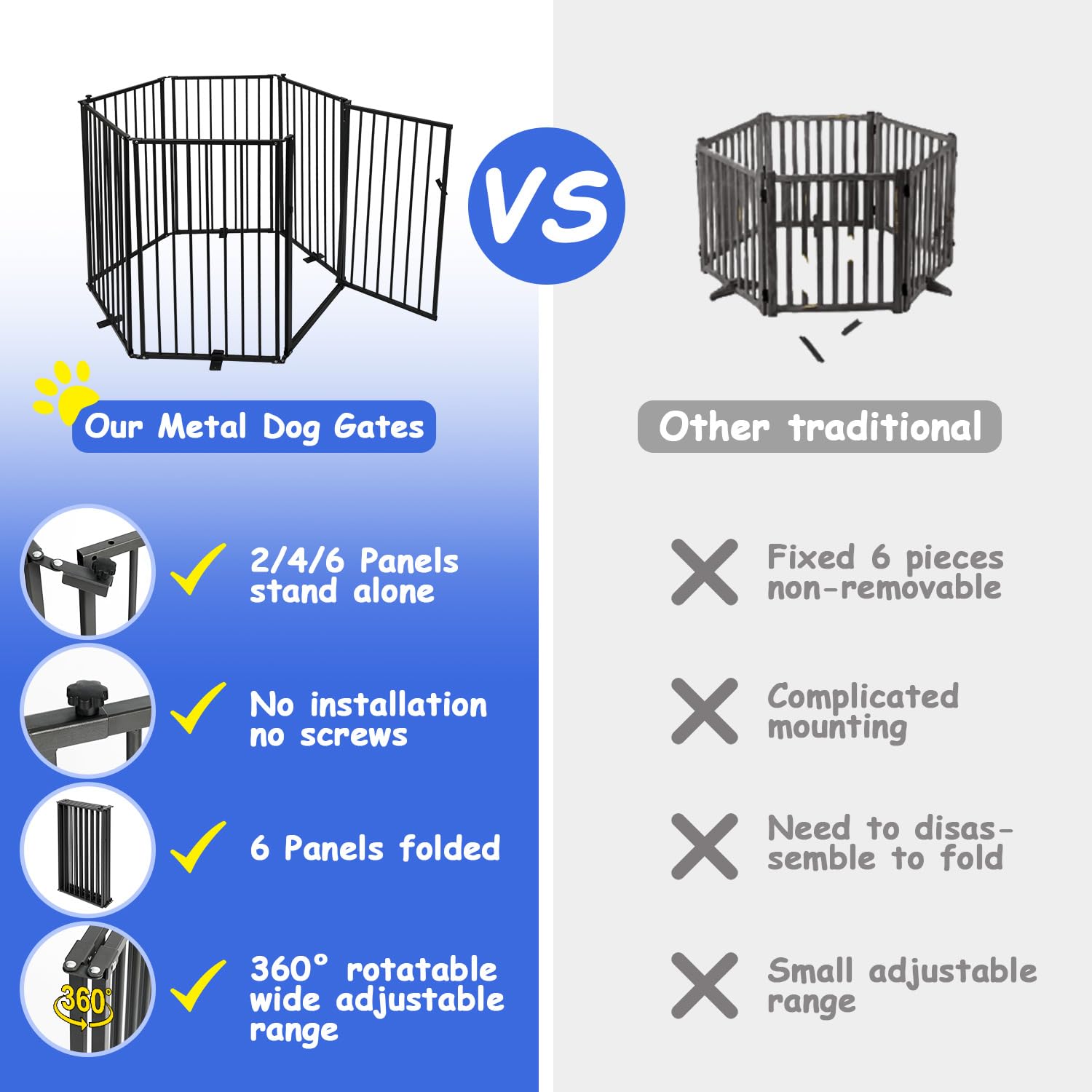 Nidouillet folded dog gate stored compactly under furniture for space-saving.