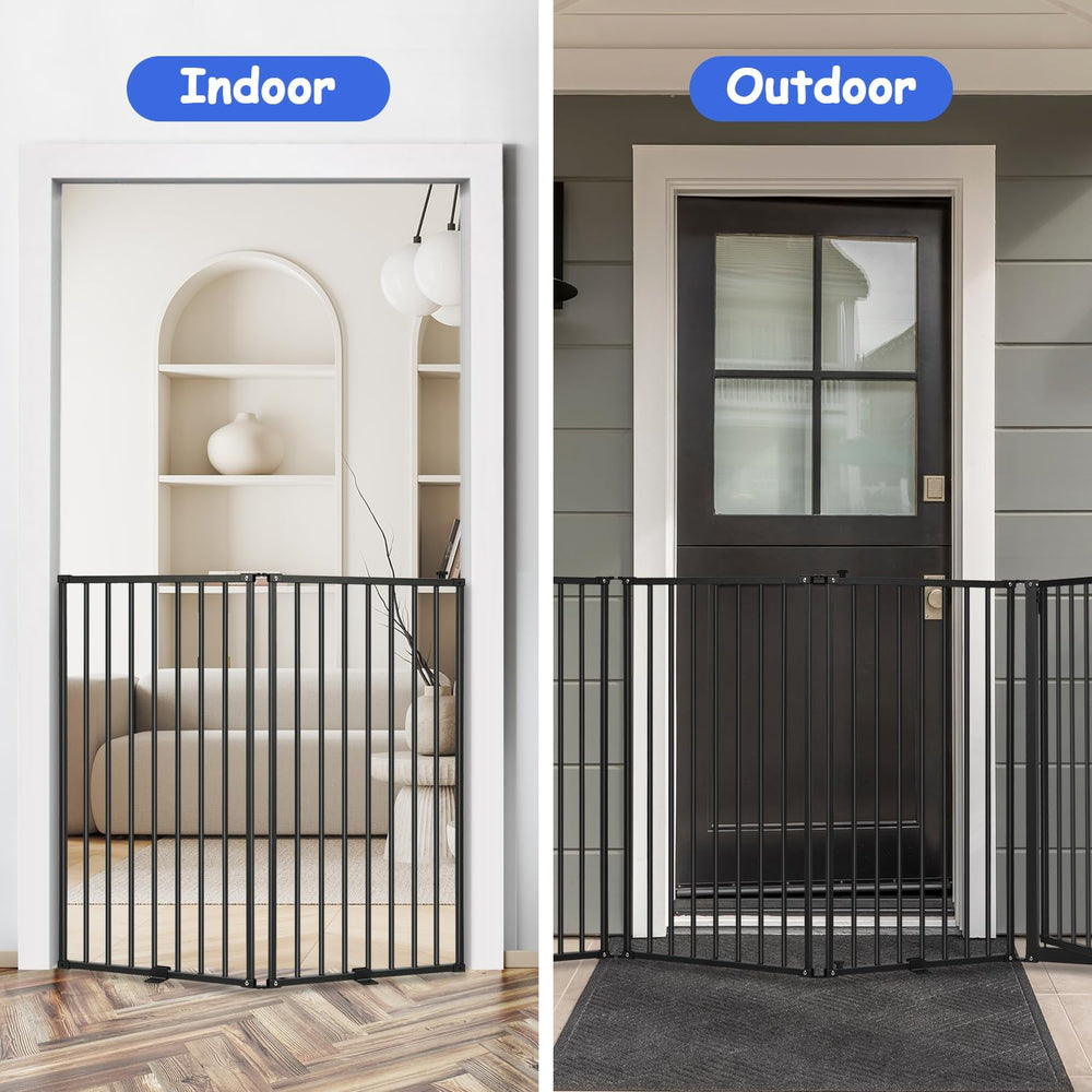 Nidouillet fully expanded 120-inch dog gate across wide openings.