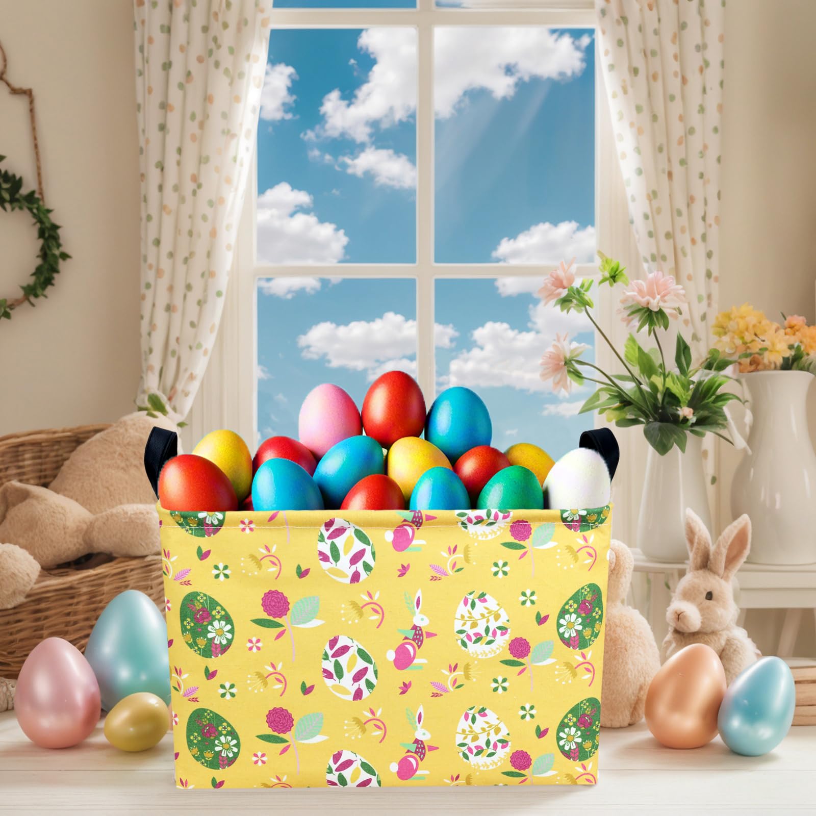  NIETEIN Art rabbit Easter egg basket adds playful storage for seasonal treasures