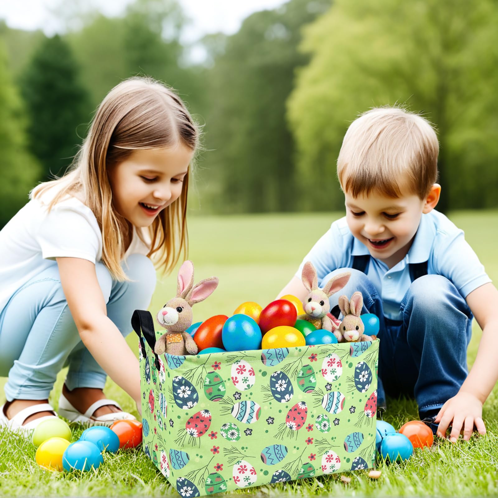 NIETEIN Kid Large Empty Easter Basket foldable design saves space when not in use.