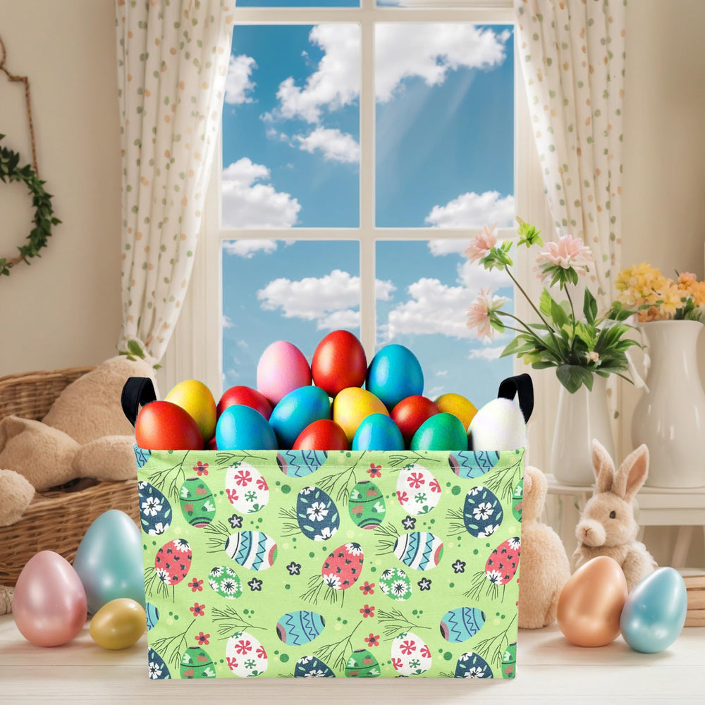 NIETEIN Kid Large Empty Easter Basket leather handles for durable carrying and kid-friendly transport.