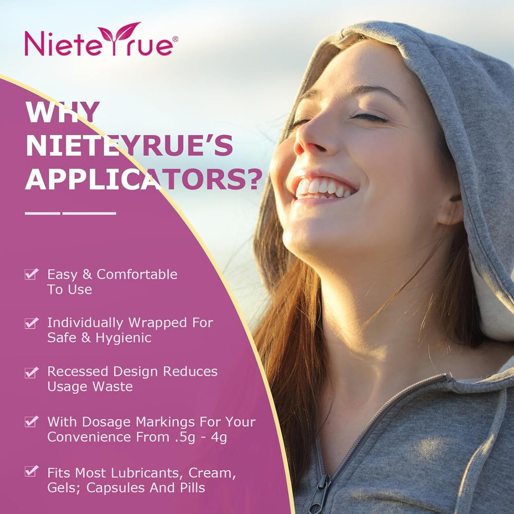 Nieteyrue individually wrapped applicator to ensure hygienic use.