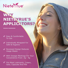 Nieteyrue individually wrapped applicator to ensure hygienic use.
