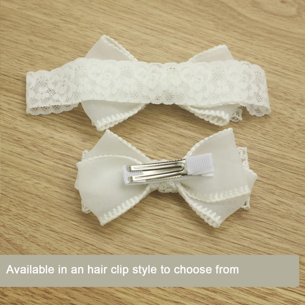 Nihao Baby baptism headband in off-white, ideal for posing on special days