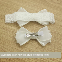 Nihao Baby baptism headband in off-white, ideal for posing on special days