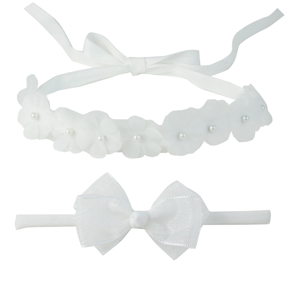 Nihao Baby baptism headband white two-piece set for christening photos
